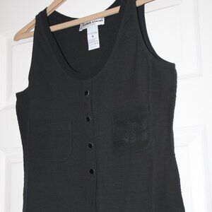 SONIA RYKIEL Paris SR Logo Top Sleeveless Black Cotton Snap Front New VTG Size M